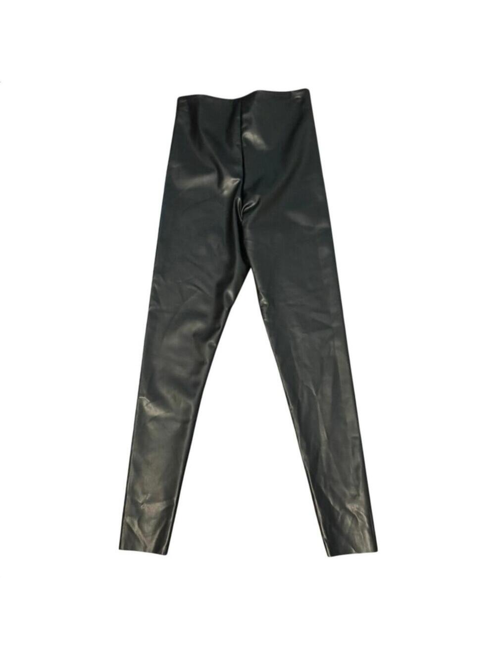 Joie Women's Leggings Black Faux Leather Slimming High Waist Stretch Size Medium